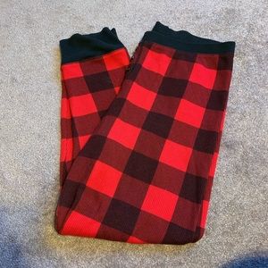 Red and black buffalo plaid pajama leggings